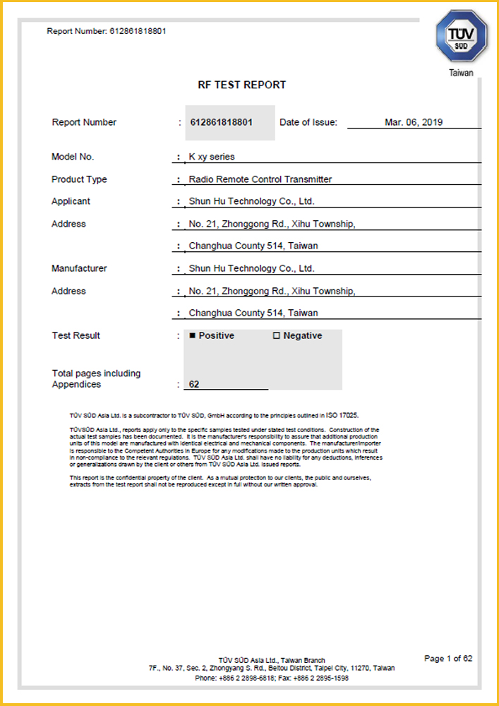 K XY Series RF Test Report